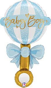 35" Baby Boy Rattle Shape Foil Balloon