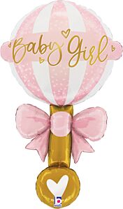 35" Baby Girl Rattle Shape Foil Balloon