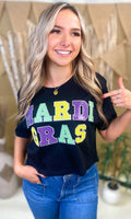 Mardi Gras Sequin Graphic Crop Top T-Shirt