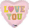 18" Love Patch Heart Shaped Foil Balloon