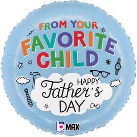 18" Favorite Child Father's Day  Doodles Foil Balloon
