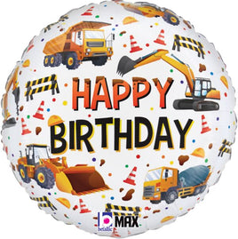 18" CONSTRUCTION EQUIPMENT BIRTHDAY FOIL BALLOON