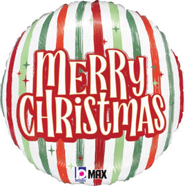 18" CHRISTMAS RETRO STRIPES FOIL BALLOON