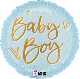 18" SATIN BOY GOLD SCRIPT FOIL BALLOON