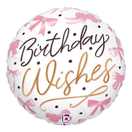 18" PINK  BOW WISHES FOIL BALLOON