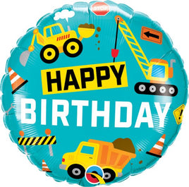 18" Bday Construction Foil Balloon
