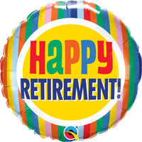18" Retirement Colorful Stripes Foil Balloon