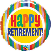 18" Retirement Colorful Stripes Foil Balloon