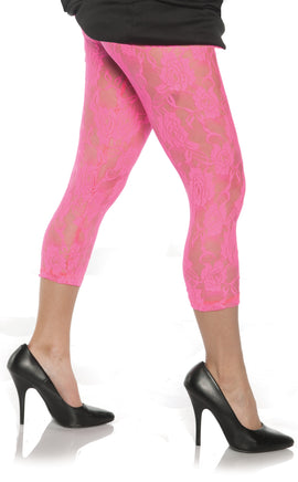 80's Lace Leggings Medium / Neon Pink