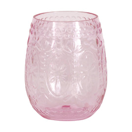Pink Vintage Plastic Stemless Wine Glass