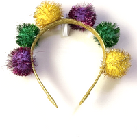 Tinsel Ball Pom-Pom Mardi Gras Headband