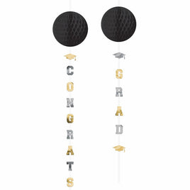 Congrats Grad Honeycomb Decorations 3 pcs.