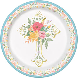 Traditional Easter Round 7" Dessert Plates  8ct - Foil Stamping