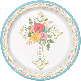 Traditional Easter Round 9" Dinner Plates  8ct - Foil Stamping