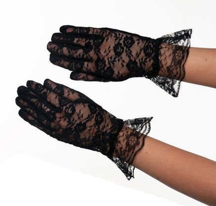 Lace Wrist Gloves Black