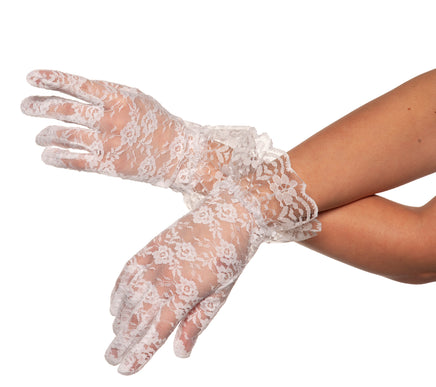 Lace Wrist Gloves White