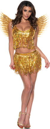 Metallic Two Piece Mini Skirt-Gold Small/Medium
