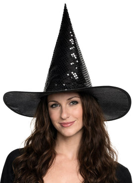 Sequin Witch Hat-Black