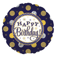 17" Birthday Navy & Gold Foil Balloon