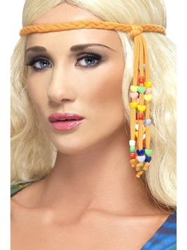 1960s Hippie Beaded Orange Headband