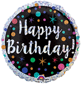 17" Polka Dot Happy Birthday Holographic