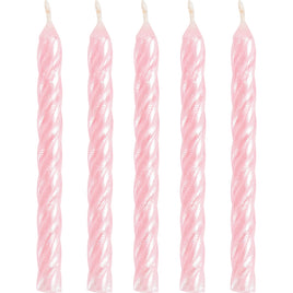 Iridescent Pink Spiral Birthday Candles - 24ct