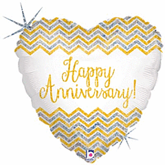 18" Chevron Anniversary Holographic Foil Balloon