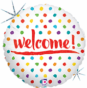 18" Welcome Dots Holographic Foil Balloon