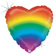 18" Glitter Rainbow Heart Balloon