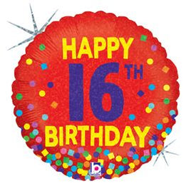 18" 16th Birthday Bright Confetti
