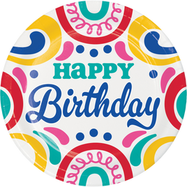 Birthday Swirls 9" Paper Plates 8 ct.