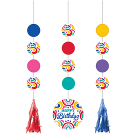 Birthday Swirls Hanging Decoration 3 ct.