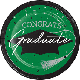 Emearld Green School Spirit 7in. Paper Plates 18 ct.