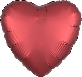 12 Satin Red Heart Foil Balloons
