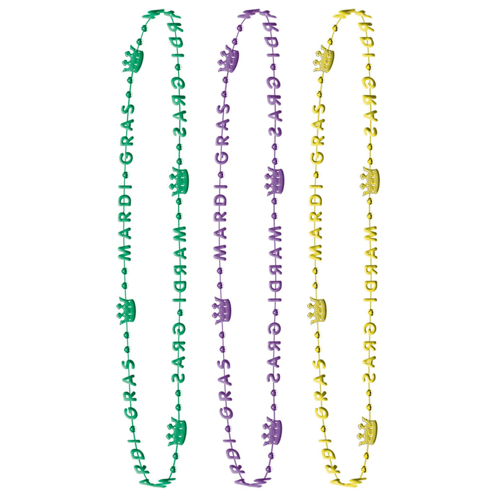 32" Mardi Gras Crown Bead Necklaces 6 ct.