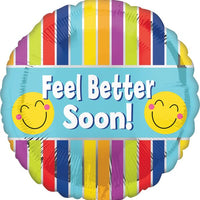 17" Feel Better Soon Stripes Foil Balloon