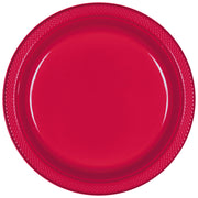 7" Round Plastic Plates  - Apple Red 20 ct.