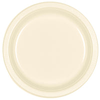 7" Round Plastic Plates  - Vanilla Creme 20 ct.