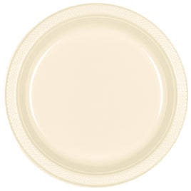 7" Round Plastic Plates  - Vanilla Creme 20 ct.