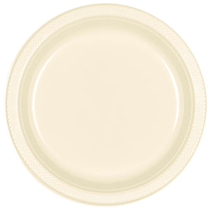 7" Round Plastic Plates  - Vanilla Creme 20 ct.