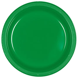 9" Round Plastic Plates  - Festive Green 20 ct.