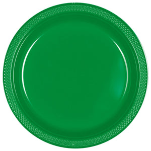 9" Round Plastic Plates  - Festive Green 20 ct.