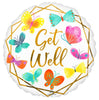 17" Get Well White and Gold Foil Balloon