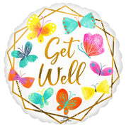 17" Get Well White and Gold Foil Balloon