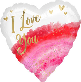 28" Geode Watercolor Love Heart Foil Balloon