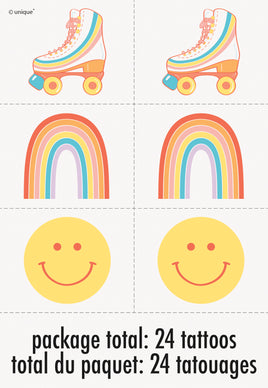 Rainbow Roller Skate Tattoos  24 ct.