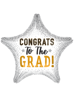 18" Grad Silver Confetti Foil Balloon