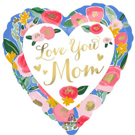 28"  LOVE YOU MOM PAINTED PRINTS JUMBO FOIL BALLOON