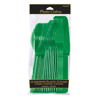 Festive Green Assorted Plastic Cutlery 24 ct.