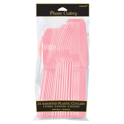 Assorted Plastic Cutlery- New Pink  24 ct.